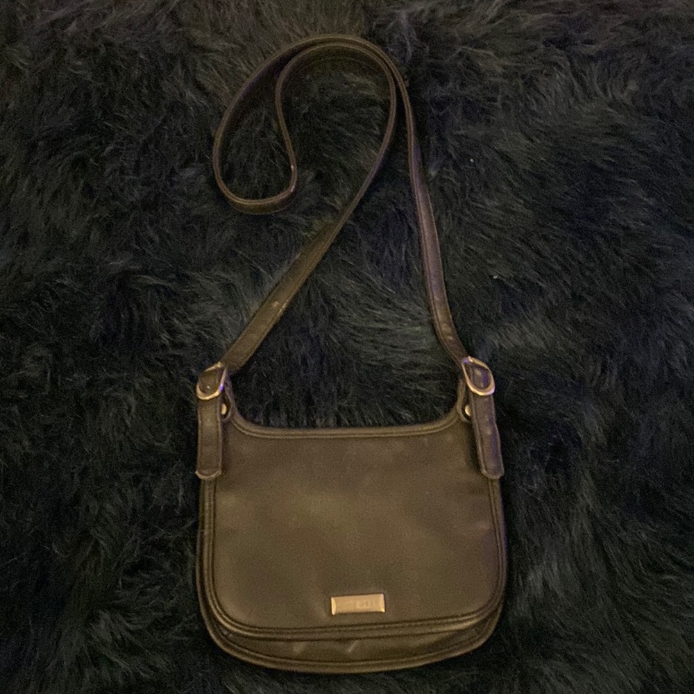 Nine West black leather crossbody bag